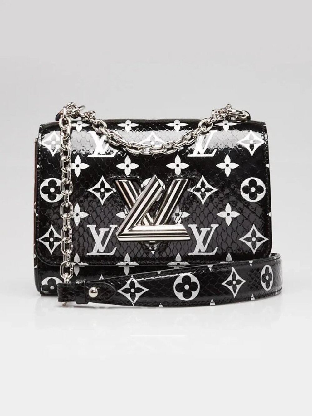 Louis Vuitton Black/Silver Monogram Python Twist PM Bag